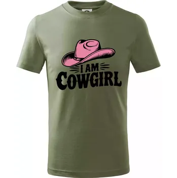 Iam cowgirl klobouk - Tričko dětské bavlněné - 122 cm/6 let ( Khaki )