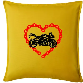 Polštář Moto srdce řetěz - silniční - Polštář 50x50 - 50x50 - Pouze potah ( Žlutá )