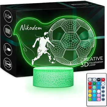Lampička Noční Lampa LED 3D s jménem Fotbal Dárek pro fotbalistu chlapce