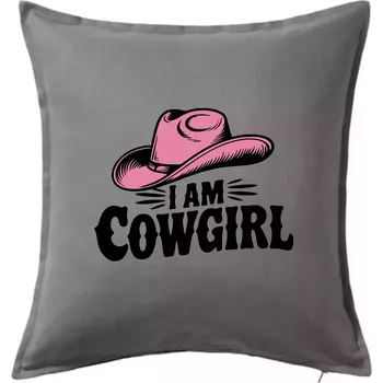 Polštář Iam cowgirl klobouk - Polštář 50x50 - 50x50 - Včetně výplně ( Tmavě šedý melír )