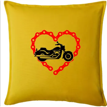 Polštář Moto srdce řetěz - chopper - Polštář 50x50 - 50x50 - Pouze potah ( Žlutá )