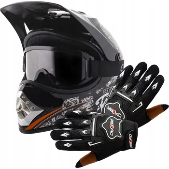 Helma na motorku Přilba cross/enduro City-Bike černá L + rukavice + brýle