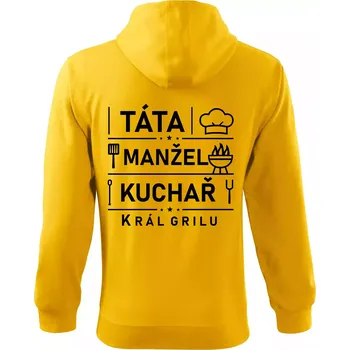 Pánská mikina Táta manžel kuchař král grilu - Mikina s kapucí na zip trendy zipper - L ( Žlutá )