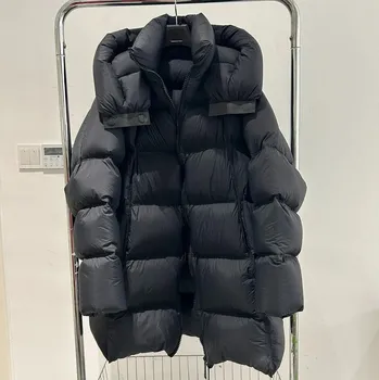 Dámská parka luxusní dlouhá péřová bunda s kapucí na zimu Barva: Černá, Velikost: S