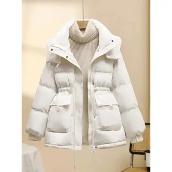 Dámská parka Dámská midi zimní bunda s kapucí Barva: Béžová, Velikost: S