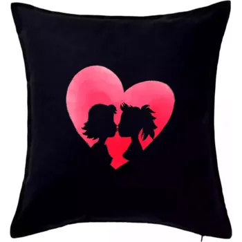 Polštář LGBT srdce lesby - Polštář 50x50 - 50x50 - Pouze potah ( Černá )