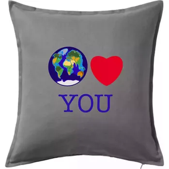 Polštář Svět Tě miluje world loves you (Moňas) - Polštář 50x50 - 50x50 - Pouze potah ( Tmavě šedý melír )