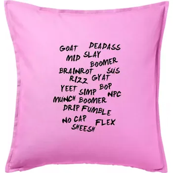 Polštář Generace Z - Gen Z slovník - Polštář 50x50 - 50x50 - Včetně výplně ( Růžová )