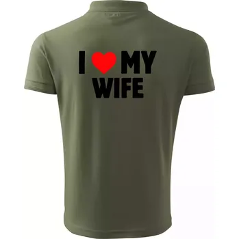 Pánská košile I love my wife - Polokošile pánská Pique Polo 203 - XL ( Khaki )