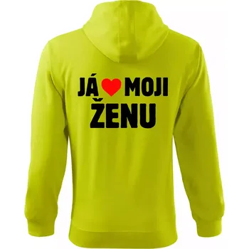 Pánská mikina Já miluju svojí ženu - Mikina s kapucí na zip trendy zipper - M ( Limetková )