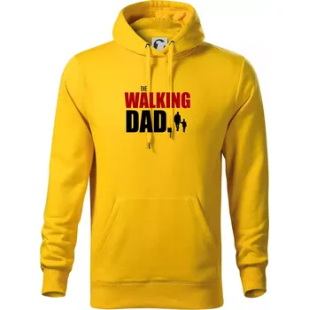 Pánská mikina The walking dad jedno dítě - Mikina pánská Cape s kapucí - 2XL ( Žlutá )