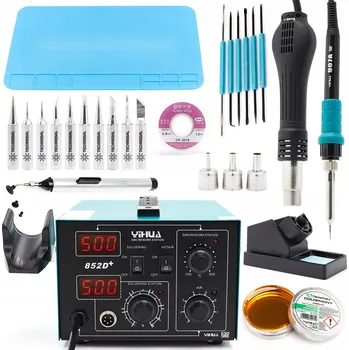 Páječka Horkovzdušná pájecí stanice a svářečka plastů YIHUA 852D+ Sada s příslušenstvím, podložkou a hroty