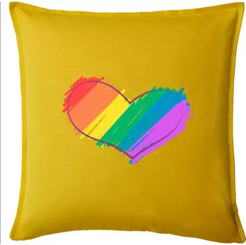 Polštář Srdce čmárané - Polštář 50x50 - 50x50 - Pouze potah ( Žlutá )