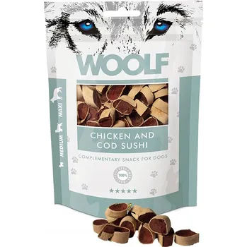 Pamlsek pro psa WOOLF KUŘECÍ A TRESČÍ SUSHI 100g
