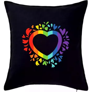 Polštář Srdce pride květiny - Polštář 50x50 - 50x50 - Pouze potah ( Černá )