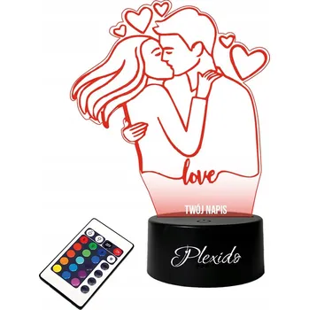 Lampička LAMPA na SKLE Amor Láska Pár 3D LED RGB + DÁLKOVÝ OVLADAČ 16 BAREV