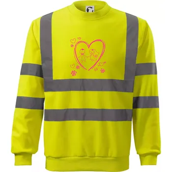 Pánská mikina Svatba - kreslené srdce - Reflexní mikina - M ( Neonově žlutá )