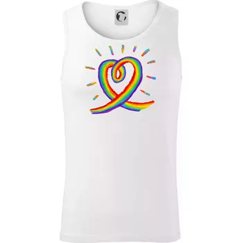 Srdce pride duha kreslená - Tílko pánské Core - S ( Bílá )