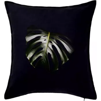 Polštář List monstery ve tmě - Polštář 50x50 - 50x50 - Pouze potah ( Černá )