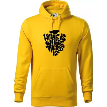Pánská mikina Home is where the dog - Mikina pánská Cape s kapucí - L ( Žlutá )