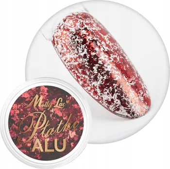 MollyLac Pigment na nehty Alu Vločky Červená č. 5