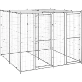 klec pro psa vidaXL Venkovní psí kotec se střechou pozinkovaná ocel 4,84 m2