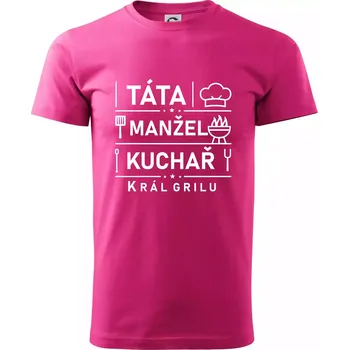 Pánská móda Táta manžel kuchař král grilu - Klasické pánské triko vyšší gramáže - L ( Purpurová )