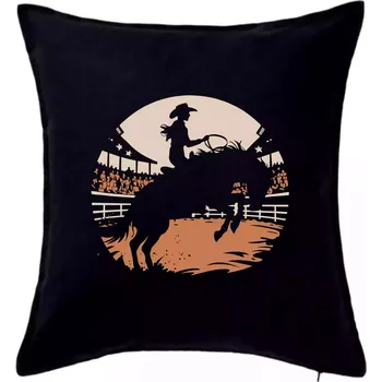 Polštář Bucking horse dívka - Polštář 50x50 - 50x50 - Pouze potah ( Černá )