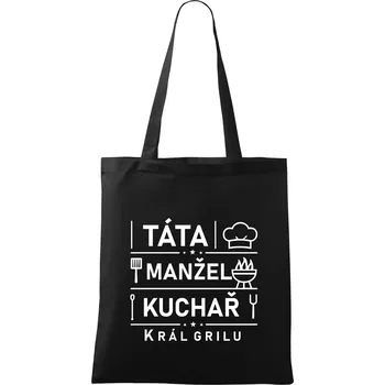 Táta manžel kuchař král grilu - Taška bavlněná - 42 x 38 cm ( Černá )