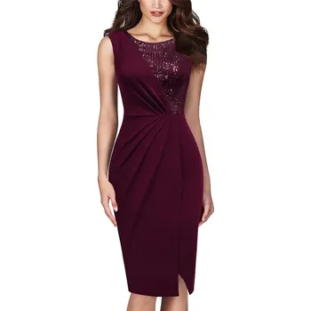 Dámské šaty večerní šaty s asymetrickým ramenem, elegantní střih Barva: Bordová, Velikost: S