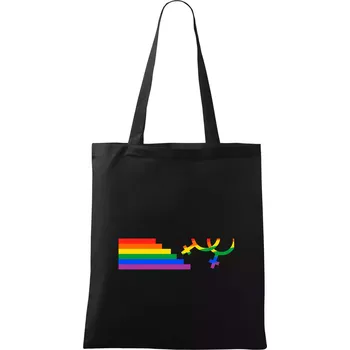 Nákupní taška Lesby symbol duha - Taška bavlněná - 42 x 38 cm ( Černá )
