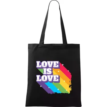Nákupní taška Love is love duha - Taška bavlněná - 42 x 38 cm ( Černá )
