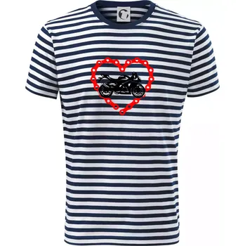 Pánská móda Moto srdce řetěz - silniční - Triko na vodu - L ( Prouhovaná )