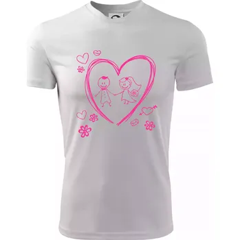 Chlapecké tričko Svatba - kreslené srdce - Dětské triko sportovní (dresovina) - 122 cm/6 let ( Bílá )