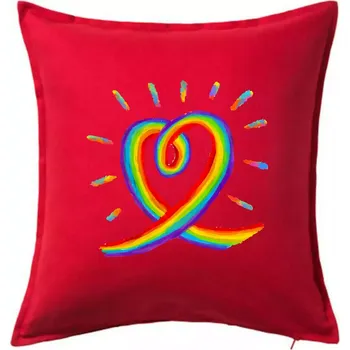 Polštář Srdce pride duha kreslená - Polštář 50x50 - 50x50 - Pouze potah ( Červená )