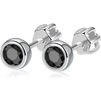 Náušnice Stříbrné náušnice, černé zirkony 4 mm