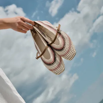 Dámské baleríny Reserved - Pletené baleríny s páskem - vícebarevná - 572CP-MLC - 572CP-MLC-39