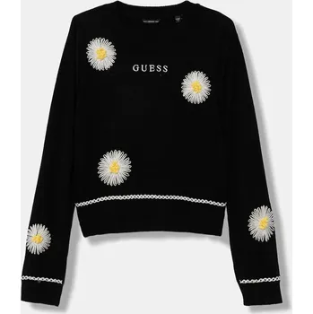 Dívčí svetr Dětský svetr s příměsí vlny Guess černá barva, J5YR10 Z0110 J5YR10.Z0110.9BYA 99X, vel. 122-125