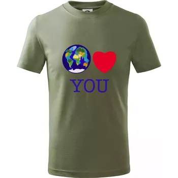 Svět Tě miluje world loves you (Moňas) - Tričko dětské bavlněné - 158 cm/12 let ( Khaki )