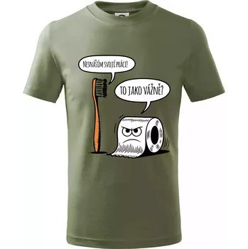 Nesnáším svoji práci - Tričko dětské bavlněné - 134 cm/8 let ( Khaki )