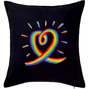Polštář Srdce pride duha kreslená - Polštář 50x50 - 50x50 - Pouze potah ( Černá )