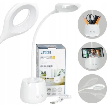 Lampička LED Stolní lampička Akumulátor USB 5W Bezdrátová s organizérem na telefon