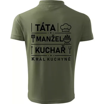 Pánská košile Táta manžel kuchař král kuchyně - Polokošile pánská Pique Polo 203 - 4XL ( Khaki )