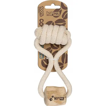 Hračka pro psa Přetahovadlo pro psa Happet Přetahovadlo Happet bavlněná s kávovým dřevem M