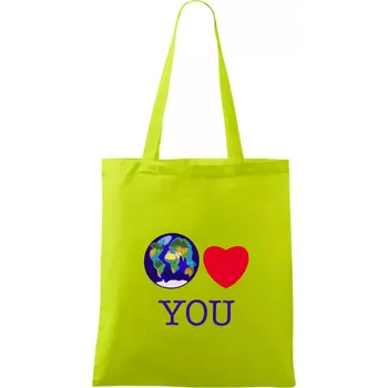 Svět Tě miluje world loves you (Moňas) - Taška bavlněná - 42 x 38 cm ( Limetková )