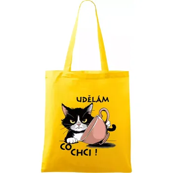 Kočka - udělám co chci - Taška bavlněná - 42 x 38 cm ( Žlutá )