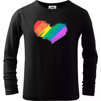 Chlapecké tričko Srdce čmárané - Triko dětské Long Sleeve - 122 cm/6 let ( Černá )