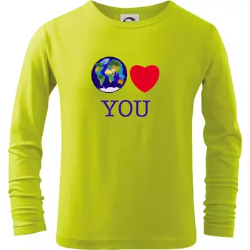 Chlapecké oblečení Svět Tě miluje world loves you (Moňas) - Triko dětské Long Sleeve - 134 cm/8 let ( Limetková )