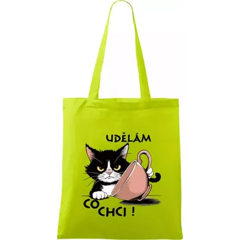 Kočka - udělám co chci - Taška bavlněná - 42 x 38 cm ( Limetková )