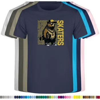 detske-levne-bavlnene-tricko-potisk-medved-brumla-skater Barva: Navy - tmavě modrá, Dětská bavlněná trička JHK: XL